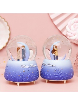 Keyfim Shop White Moon Büyük Boy Püskürtmeli Işıklı Müzikli Kar Küresi
