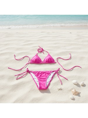 Bonbon Kadın Plaj Giyim Fuşya Bikini Takım BB2596