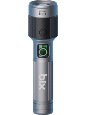 FourForce Flashlight BX2101FL 30W Led, Max. 1450 Lümen Parlaklık ve 690 Metreye Kadar Uzun Menzilli Şarj Edilebilir, LED Güç Göstergeli Çok Modlu Acil Durum ve Kamp Kompakt El Feneri