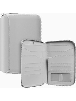 Vulkit Rfıd Korumalı Deri Fermuarlı Unisex Aile Pasaport Cüzdanı