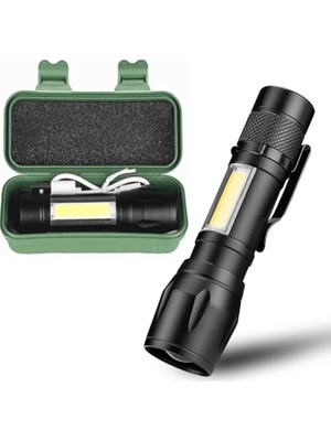 Leaf Shop LED USB Şarjlı Ultra Güçlü Mini Boy El Feneri