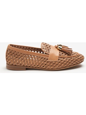   Kadın Klasik Ayakkabı 95V6 Frau Woven Leather Loafers Wıth Tassels
