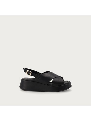   Kadın Sandalet 04M4 Frau Leather Platform Sandals