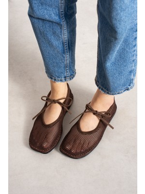 Duxal Shoes John Kadın Kahverengi Nefes Alan File Babet Bağcıklı Yazlık Ayakkabı