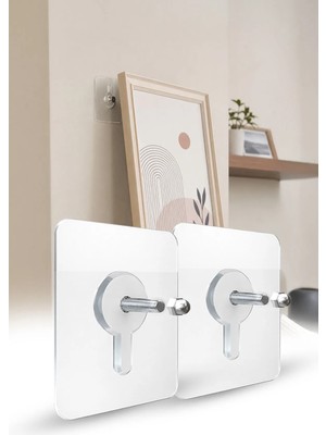 Omilife 2'li Şeffaf Yapışkanlı Vidalı Çok Amaçlı Duvar Askısı Düzenleyici Askılık 6x6 cm