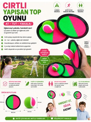 Mersi Shop Cırtlı Yapışan Top Oyunu | 2 Kişilik At Tut Yakala Oyuncağı Çocuk ve Aile Eğlence Seti