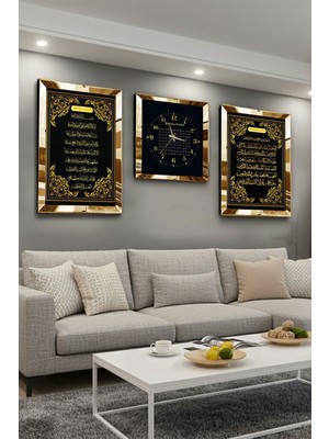 Empressco Gold Aynalı Pleksi Çerçeveli Ayetel Kürsi, Fatiha ve Esmaül Hüsna Seti