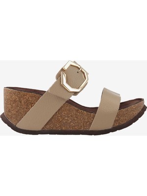   Kadın Terlik G106780 Genuins Bikini  Embossed Leather Taupe