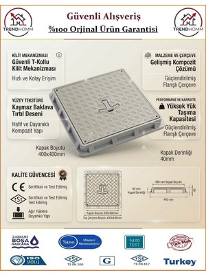 Luxwares Rögar Kapağı - El Tutmalı - Çerçeveli - Menhol Kapak - 40x40cm
