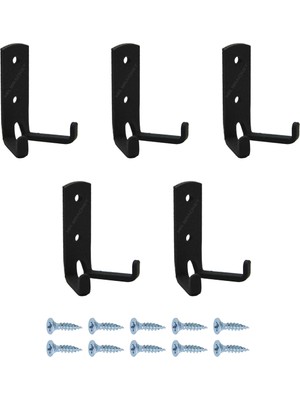 Mr.Bracket 5 Ad. Modern Çelik Texture Mat Siyah Koç Askı - Portmanto Vestiyer Askısı Duvar Okul Mont Askılığı