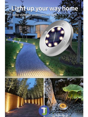 Empressco Sarı Işık Solar 8 Ledli Bahçe Çim Aydınlatması, Güneş Enerjili, 3W
