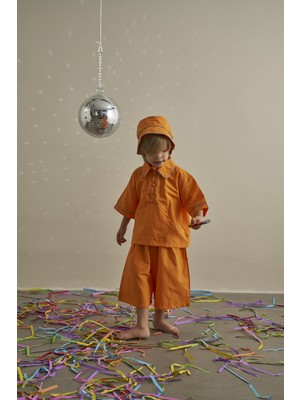 Oh la la Koala For Little Ones Turuncu Candy Summer Serisi Biyeli Şapkalı Poplin Takım