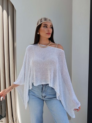 Esra Helvacı Asimetrik Kesim Işıltılı Panço Bluz
