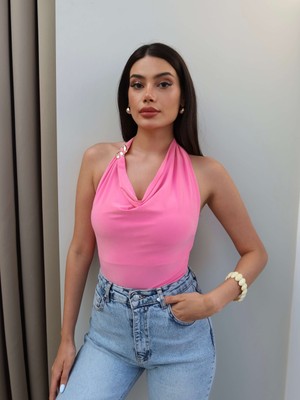 Esra Helvacı Halter Yaka Tokalı Bluz