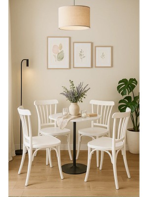ModaLife 4 Adet Alara Beyaz Mutfak Sandalyesi, Yemek, Bahçe, Kafe, Modern Sandalye