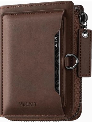 Vulkit Rfıd Korumalı Retro Çift Fermuarlı Deri Erkek Cüzdan