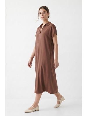 Rays Kahve Kısa Kol Polo Yaka ELBISE3658