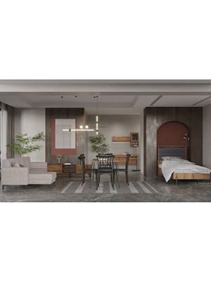 ModaLife Arion Genç Odası Takımı Ceviz Renk Suntalam Malzemeden Modern Tasarım 6 Parça