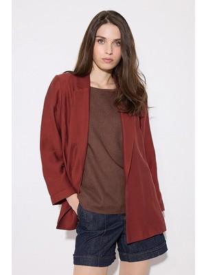 Gusto Rahat Kesim Tencel Ceket  - Kiremit