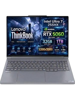 Lenovo Thinkbook 16P G6 Iax Intel Core Ultra 7-255HX Geforce Rtx 5060 8gb 115W 32GB Ddr5 1tb SSD 16 Inç 3.2k 165Hz IPS Freedos Gaming Laptop (21R0001GTX)