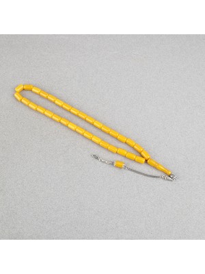 Lapisdo Sıkma Kehribar Alpaka Püsküllü Kapsül Kesim 7X12MM Tesbih - Hardal Sarısı