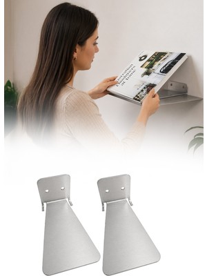 Omilife 2'li Metal Görünmez Kitaplık Gizli Duvar Rafı Dekoratif Kitap Tutucu Minimal Raf Sistemi