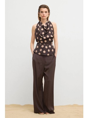 Love My Body Moda Tutkusu Beli Lastikli Bol Paça Pantolon Kahve 153M2288001