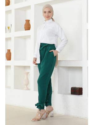 Missvalle Kuşaklı Pantolon Zümrüt 6101