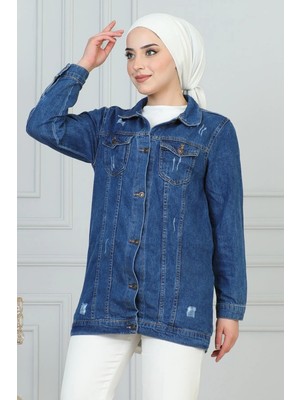 Missvalle Lazer Detaylı Kot Ceket Mavi 6097