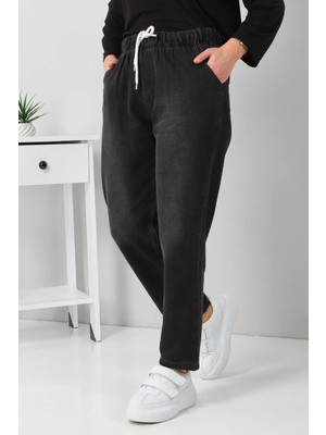 Missvalle Beli Lastikli Boyfriend Kot Pantolon Antrasit 5998