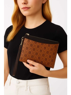 Baskılı Kadın Clutch El Çantası Cüzdan