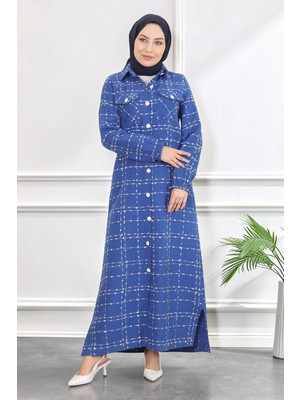 Missvalle Düğmeli Kaşe Kaban Indigo 19260