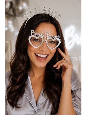 Dodomar Bride Team Bride Bekarlığa Veda Taç Gözlük Seti Gri Gümüş Gelin Bekarlığa Veda Aksesuarı