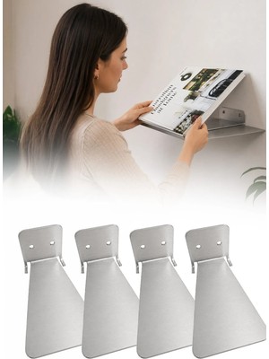Omilife  4 Adet Görünmez Dekoratif Sihirli Duvar Kitaplığı Dayanıklı Metal Kitaplık Duvar Rafı