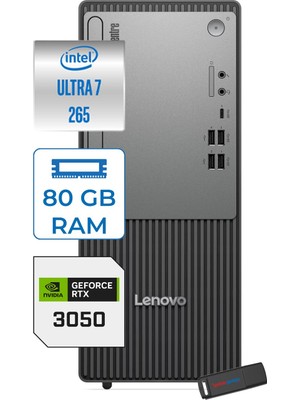Lenovo Thinkcentre Neo 50T Gen 6 Intel Core Ultra 7 265 Upto 5,3ghz 80GB Ddr5 2tb SSD 6GB/RTX3050 WIN11HOME Mini Tower Masaüstü Bilgisayar 13BD007WTR23H29+ZETTAUSBBELLEK