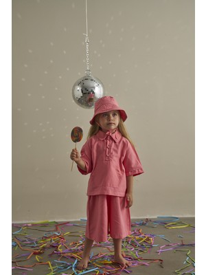 Oh la la Koala For Little Ones Somon Candy Summer Biyeli Şapkalı Poplin Takım