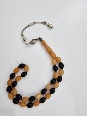 Efekentli Ali Agiş Usta Yapımı Yıllanmış Renk Almış Kehribar 8 x 11 mm Beyzi Kesim Özel Püskül Tasarım Tesbih