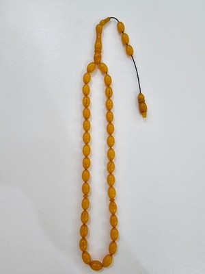 Efekentli Furkan Gül Usta Yapımı Yıllanmış Renk Almış Kehribar 7 x 11 mm Beyzi Kesim Sistemli Tesbih