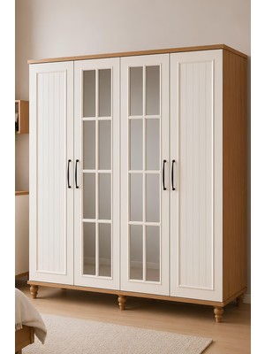 Arion Kids Nefes 4 Kapaklı Çekmeceli Dolap | %100 MDF | 1.Sınıf Malzeme Kalitesi |  Ağaç Ayaklar | REHAU Kaplama Kapaklar