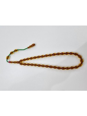 Zeyzun Usta Imzalı Sıkma Kehribar Tespih 9 x 12,5 mm Beyzi Kesim