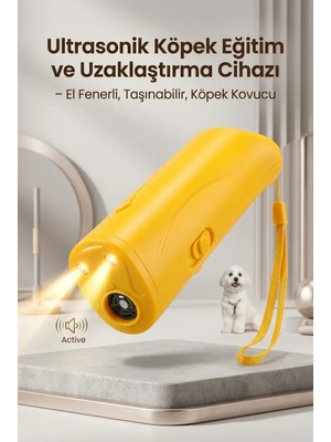 Hace Bazaar Sarı Ultrasonik Köpek Kovucu El Fenerli Eğitim Cihazı Günlük Taşınabilir Pratik Model