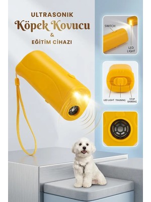 Hace Bazaar Ultrasonik Köpek Uzaklaştırıcı El Fenerli Eğitim Cihazı Taşınabilir Sarı Pratik Ürün