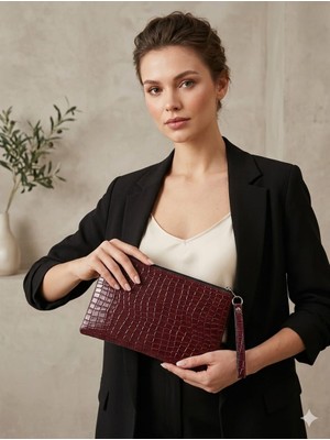 Yonca Outlet Siyah - Lacivert – Bordo - Yeşil -14CM Fermuarlı Şık El Çantası Günlük Kullanım
