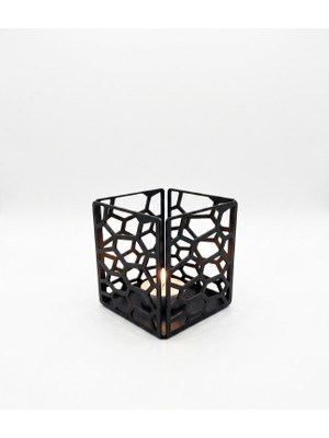 Moon Frame Studio Hexagon Modern Dekoratif Metal Mumluk & Masa Üstü Obje (Siyah)