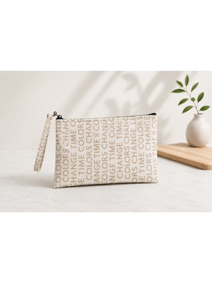 Yonca Outlet Siyah -Krem-Lacivert Clutch Çanta -23X14 cm Fermuarlı Şık El Çantası Günlük Kullanım