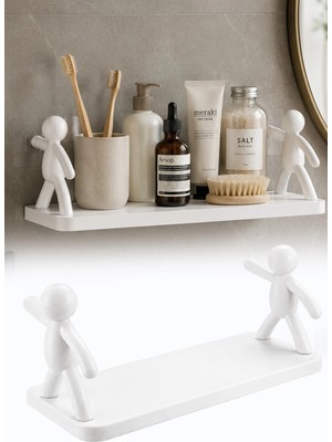 Omilife Çöp Adam Tasarımlı Yapışkanlı Mutfak, Banyo Rafı Şampuan Kozmetik Baharat Organizer 33,5 cm