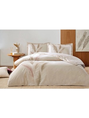 Özdilek Miscanthus Fitted Lastikli Çarşaflı  Tek Kişilik Nevresim Takımı Krem
