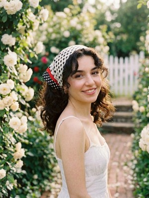 Trend Dokunuş Kadın 50-50 Saten Siyah-Kırmızı Puantiyeli Fular Bandana