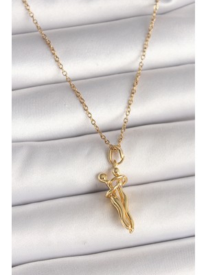 Mbb E-Ticaret 316L Çelik Gold Renk Zincir Sarılma Model Kadın Kolye
