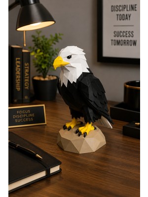 My Craft 3D Low Poly Kartal Biblo Dekoratif Kartal Figürü Ofis Masa Raf Süsü Pla Özel Üretim